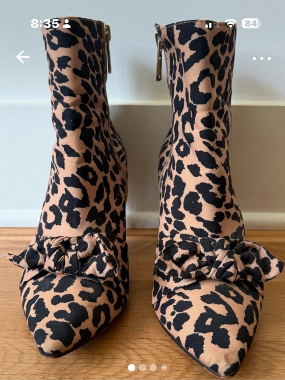 Isaac Mizrahi Leopard Print Pointed Toe Ankle Boots with Bow - Tan/Black